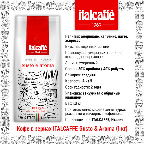 Кофе в зернах ITALCAFFE Gusto & Aroma (1 кг)