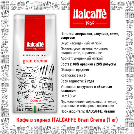 Кофе в зернах ITALCAFFE Gran Crema (1 кг)
